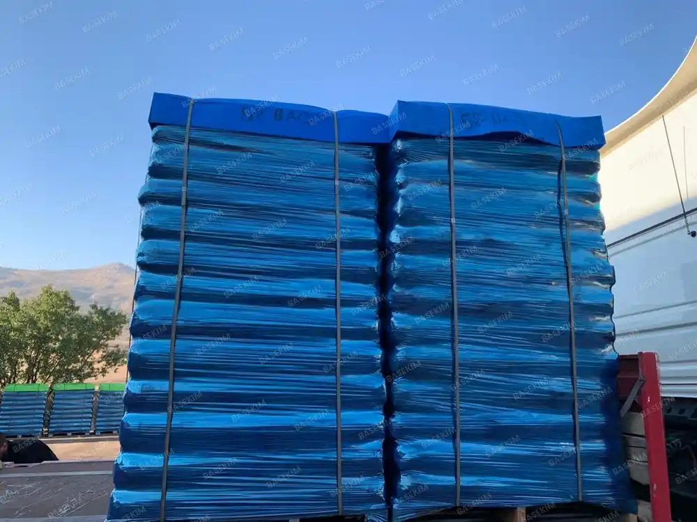 Strapped and wrapped gilsonite pallets ready to ship