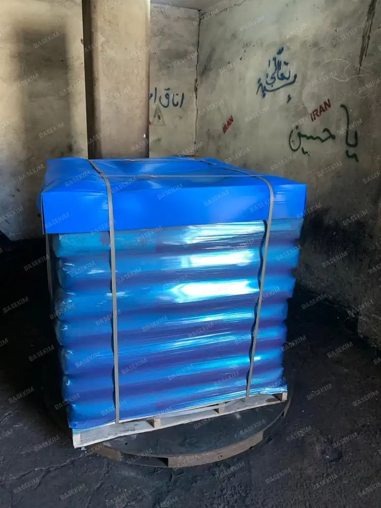 Strapped and wrapped gilsonite pallets ready to ship